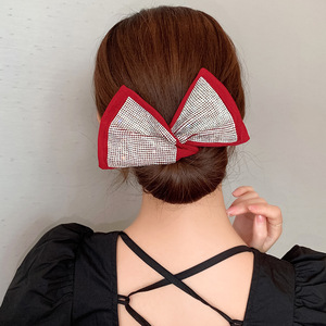 クリエイティブマジッククリップ<span class=keywords><strong>Deft</strong></span> Bun布ヘアバンド女性ファッションヘアバンド弓ブリングラインストーンデフトバンDIYヘアアクセサリー用