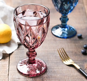 Wholesale Glassware Embossed Vintage Transparent <strong>Goblet</strong> Wine Glass <strong>Goblets</strong> - Product Image 2
