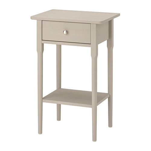Light Greige Tapered Leg Nightstand with Single Round Knob