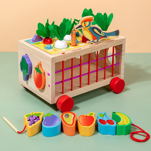 Children Wooden Educational Toy Multi-functional Fun Trailer Radish Pulling Worm Catching <strong>Shape</strong> <strong>Sorting</strong> Toy Kids Wooden Toys - Product Image 3