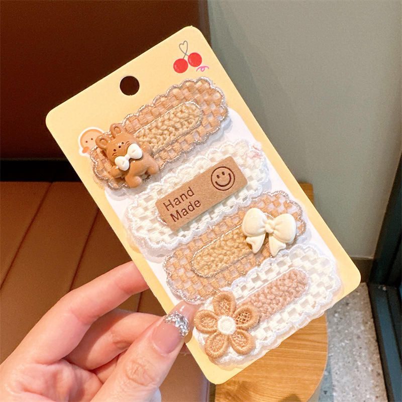 ชุดหมี4ชิ้นสำหรับผูกโบว์สีกาแฟ6สี