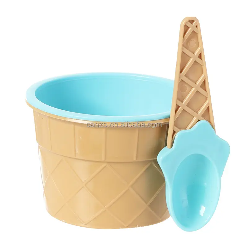 Service à guichet unique Logo personnel Gadgets de cuisine outil tasses à crème glacée bol à crème glacée en plastique récipient avec cuillère