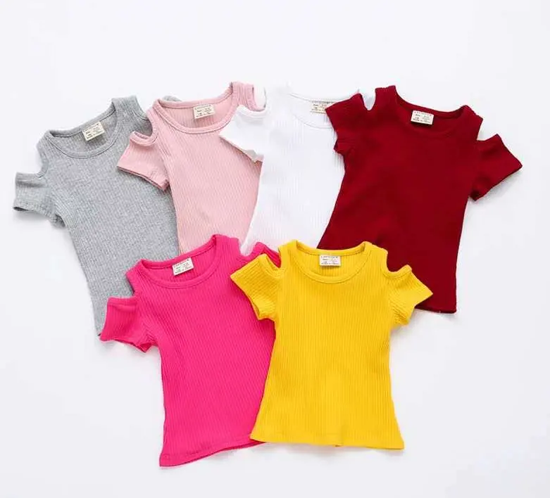 Camiseta de manga curta para bebês meninas, roupa casual de verão para crianças pequenas, blusa, roupa de algodão