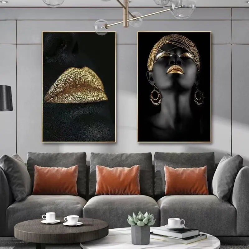 Mulher negra africana parede arte decoração pintura figura africana Cartazes e impressões de lona hd impresso home decor ainda vida pintura