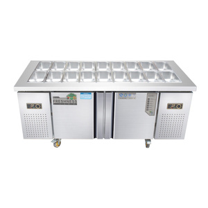 Thiết Bị Làm Lạnh Thương Mại Pizza Prep Tủ Lạnh Hai Cửa Dưới Counter Sandwich Prep Table - Product Image 5