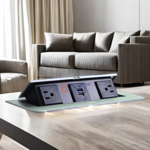 ที่ชาร์จ USB แบบคู่และ5A รางไฟอลูมิเนียม IP44ช่องเสียบบนโต๊ะพร้อมเต้ารับบนโต๊ะเต้าเสียบปลั๊กไฟแบบ US คู่ - Product Image 2