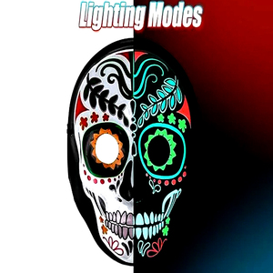 หน้ากากฮาโลวีนแบบมีไฟ LED สำหรับผู้ใหญ่ชุดวันแห่งความตายหน้ากากรูปแผงหน้าปัดรูปตัวเอลหน้ากากเรืองแสงอุปกรณ์สยองขวัญ atmoshere - Product Image 2