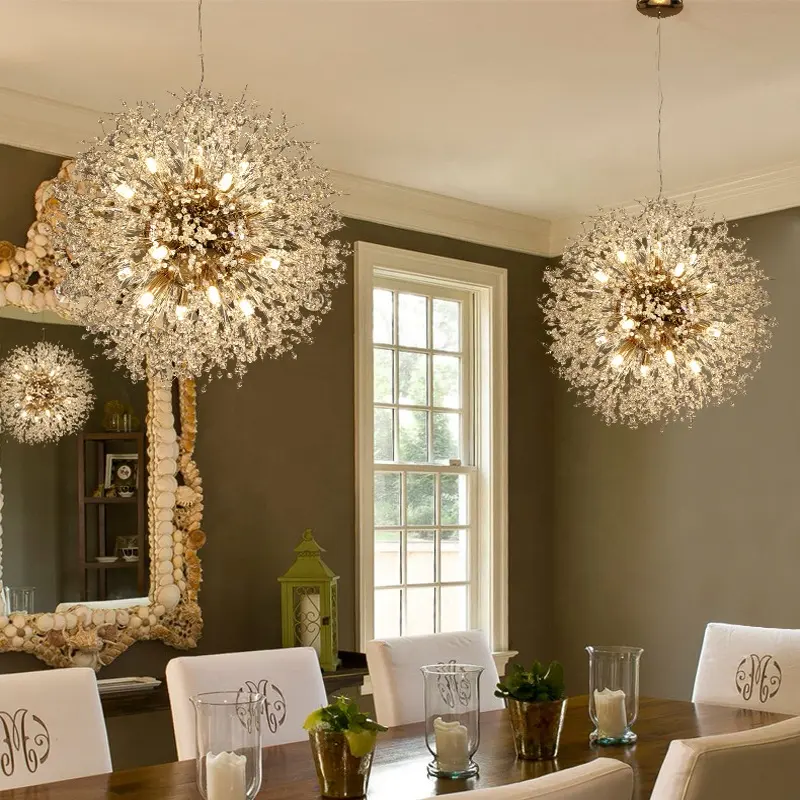 Nordic dandelion cristal lustre moderno simples criativo sala quarto sala de jantar roupas loja quente lâmpadas pingente