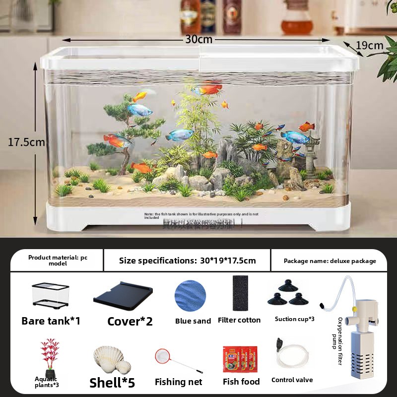 Advanced fish tank set-white-6-piece kit with pump