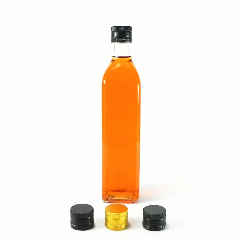 Food Grade 100ml 180ml 250ml 500ml 750ml 1L Empty Square Antique Clear Glass Bottle Olive Oil Bottle 1 liter