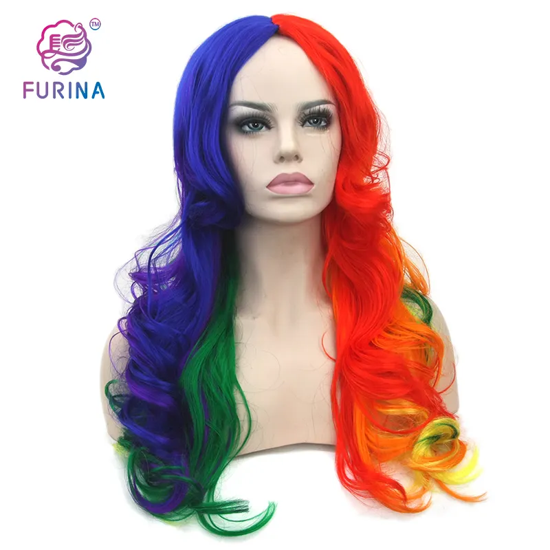 Factory wholesale price colored cosplay anime wig long wavy synthetic cosplay wigs super fashion and cool hairstyle for cosplay