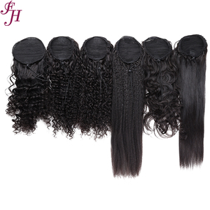 FH toptan 3 IN 1 yarım peruk sapıkça kıvırcık 200% yoğunluk yarım peruk giymek ve gitmek İpli dikişsiz klip Ins insan peruk hiçbir tutkal - Product Image 6