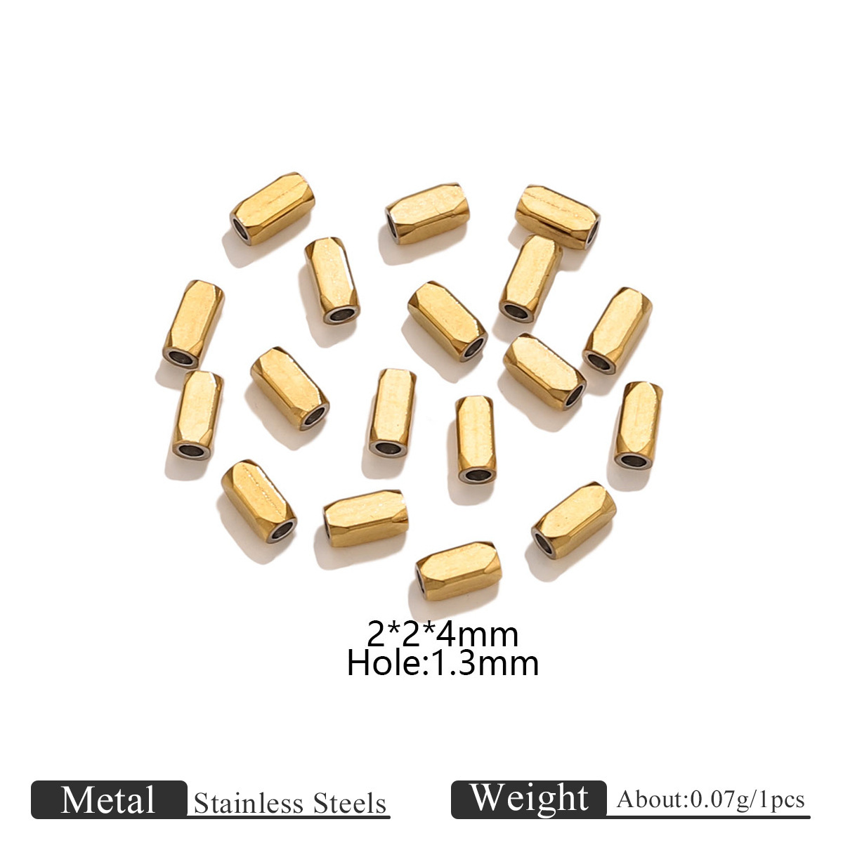 gold Square beads 2*2*4*1