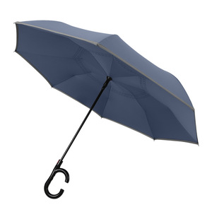 定制Logo C型长柄自动倒车伞双层放大汽车夜间反光广告伞 - Product Image 6