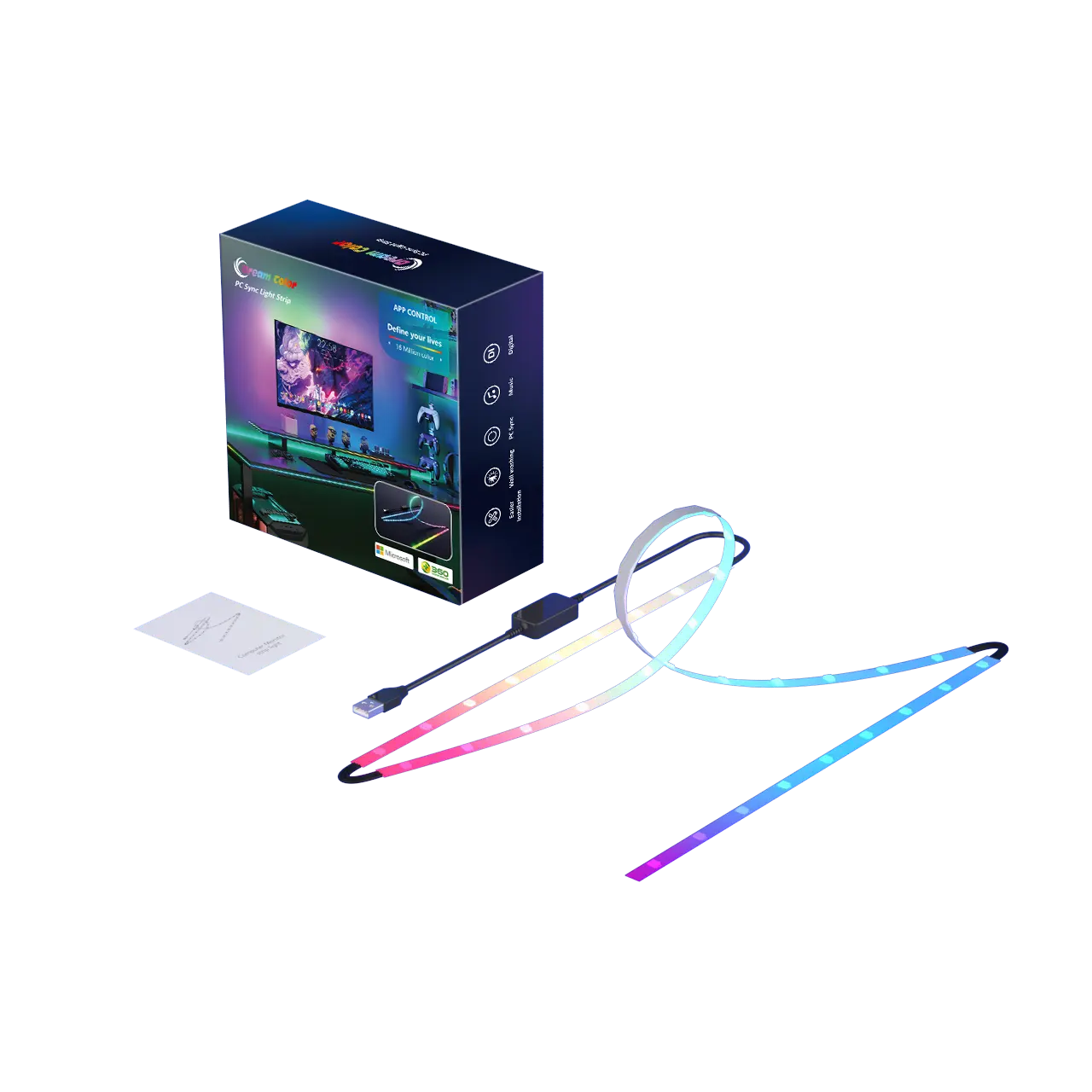 Dream Color Imersion PC Monitor LED Background USB Full Kit 5V WS2812B RGB Led Strip para Windows para aplicações de TV Light