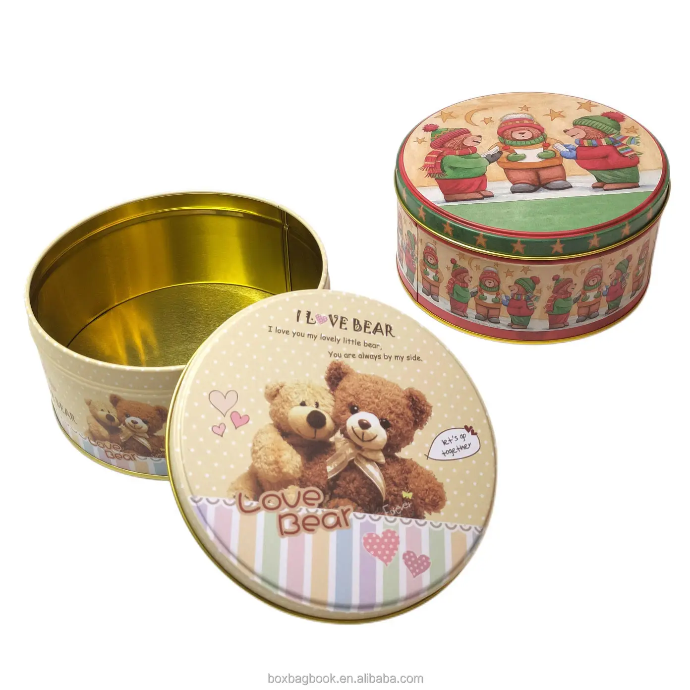 Petites boîtes à thé et café en étain avec impression de logo personnalisée, emballage cadeau décoratif rond recyclable, boîte à bonbons de noël avec couvercle