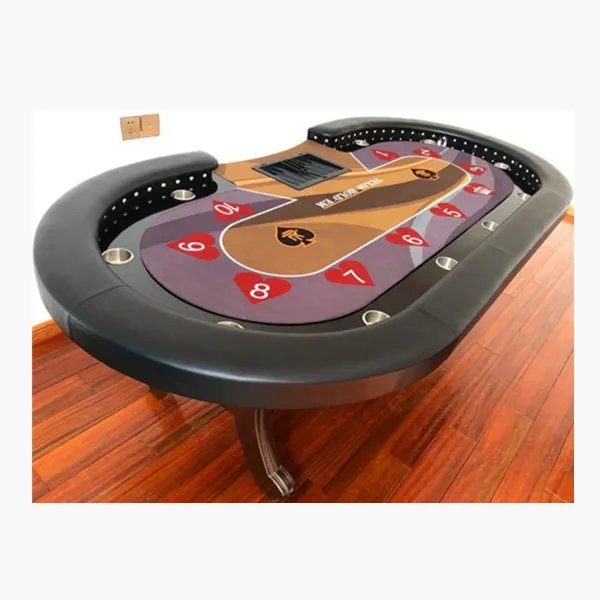9 Person LED Luxury Rubber Texas Poker Mat Disc Foot Texas Holder Poker Table