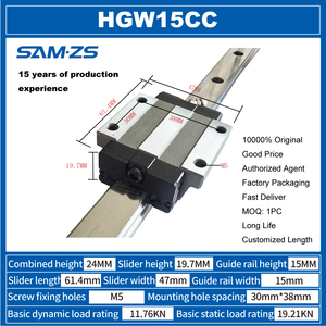 Carril de guía lineal de alta calidad Serie HGH15ca HGW20CC con buen precio directo de fábrica y bloque lineal de envío rápido como Hiwin - Product Image 2