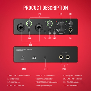 AMACEX OEM pro streaming portátil mezclador de audio estudio de grabación micrófono portátil interfaz de tarjeta de sonido USB conjunto en vivo para PC - Product Image 5