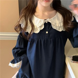 2025 mùa xuân và mùa thu mới lưới màu đỏ dễ thương cổ áo búp bê cô gái ngọt ngào đồ ngủ dài tay áo rộng phù hợp với nhà - Product Image 3