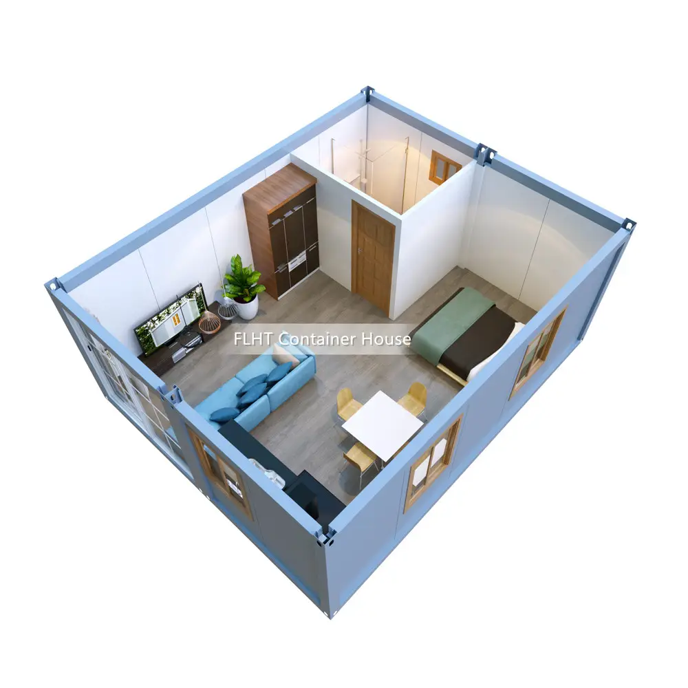 La piccola casa prefabbricata in legno di lusso da 40 piedi contiene un appartamento di cabine prefabbricate per edifici domestici a due piani viventi