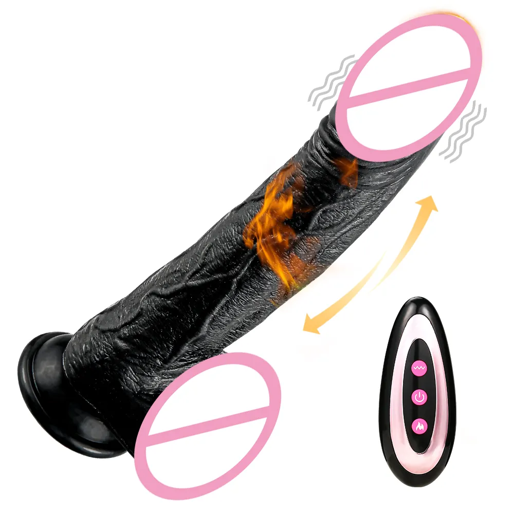 Telecomando ricaricabile riscaldamento spinta 9 vibrazione Dildo per adulti Sex Toy G Spot nero Dildo vibrante per le donne