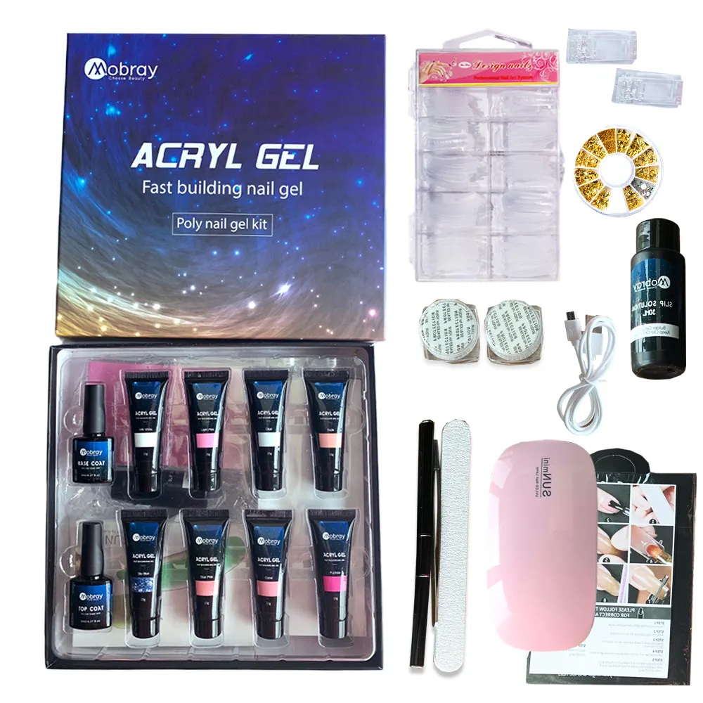 Vendita calda Mobray campione gratuito all'ingrosso Poly Gel Nail Kit professionale Poly Gel Nails