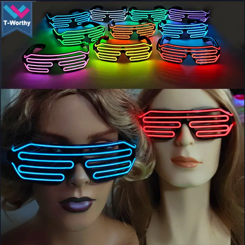 T-가치있는 특허 신제품 할로윈 엘 안경 10 색 옵션 USB 충전식 LED 안경 파티 클럽 할로윈