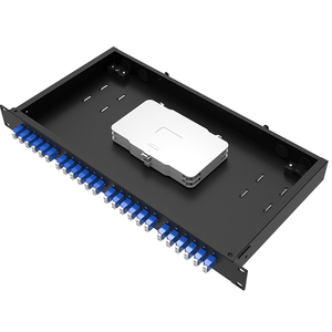 Placa de acero laminado en frío negro 1U de alta calidad, Panel de conexión de fibra óptica de red de logotipo personalizable con diseño colgante inferior - Product Image 3