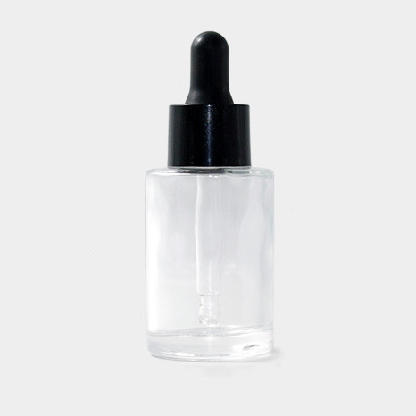 Clear bottle with black dropper head