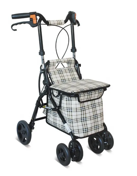 Ajustable de 4 rous extraíble vertical de aluminio Japón viejo gente de compras carro carrito walker con asiento