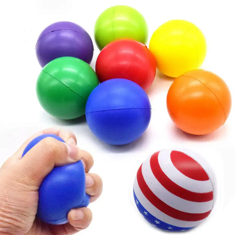 Benutzer definierte Schaum Anti stress Eeliever 63mm runde Form Release Druck Spielzeug PU Anti Stress Ball mit Logo