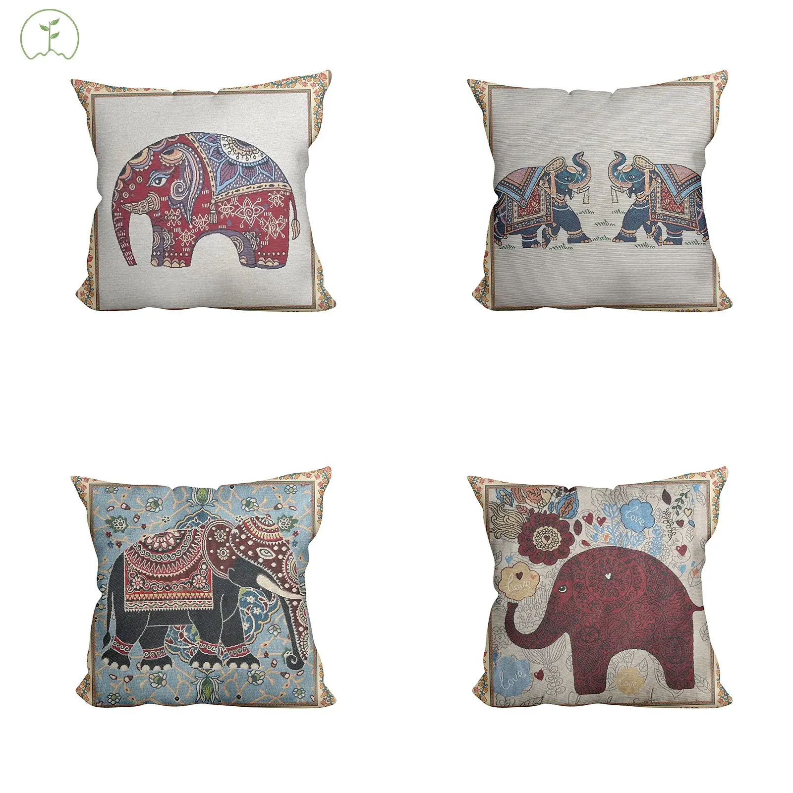 Grosir kustom gaya Asia Tenggara Gajah cetak sarung bantal 45x45 dicetak sarung bantal mewah sarung bantal
