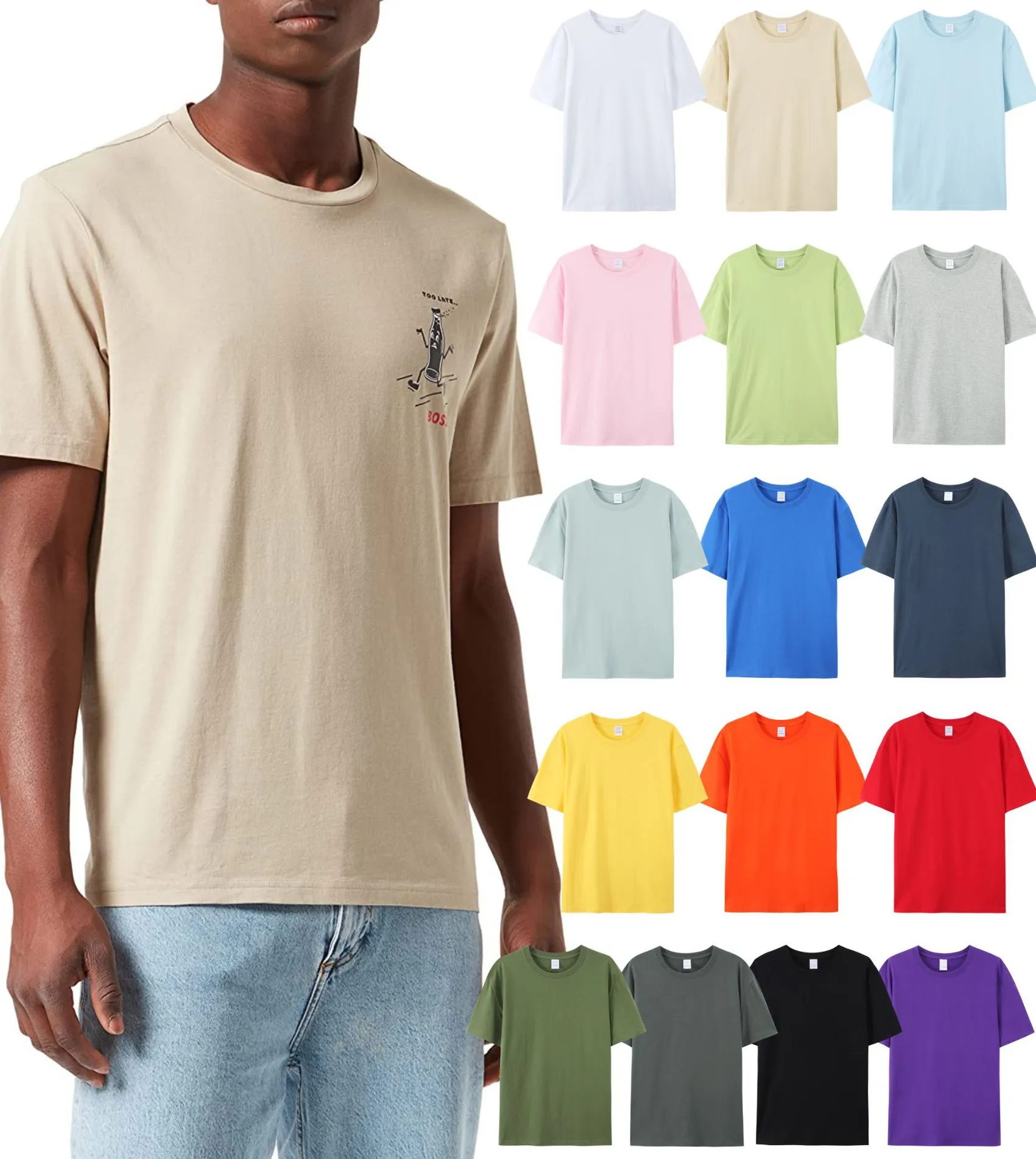 AOLA lujo logotipo personalizado marca impresa 100% algodón gimnasio camisetas peso pesado liso camiseta Unisex