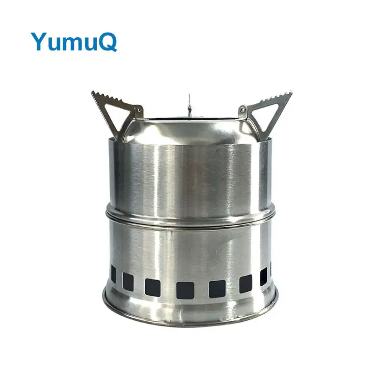 YumuQ 304 Stainless Steel Backpacking Hiking Folding Portable Barbecue Grill Charcoal Fire Wood Camping Stove