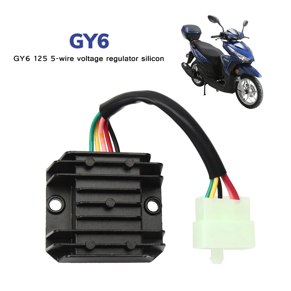 Regulador de Voltaje para Motocicleta, Rectificador de Scooter GY6, 125cc, 5 Cables, de Silicona