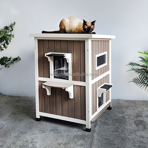 Hava geçirmez Pet House ahşap kedi barınak fırça dinlenme levrek ve yan saksı küçük hayvanlar kapalı açık kullanım için - Product Image 3