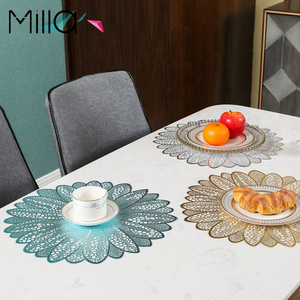 Revestimento de mesa redondo ouro de 38cm, proteção em pvc para xícara de café do chá