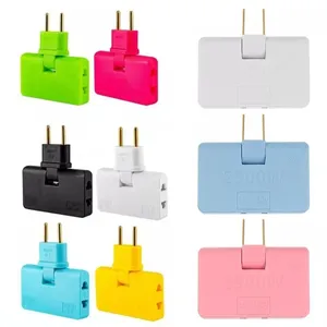 Enchufe EE. UU. UE Adaptador de enchufe plano de 3 vías Enchufe de extensión 180 grados giratorio 3 en 1 Enchufe convertidor de viaje plegable portátil - Product Image 2