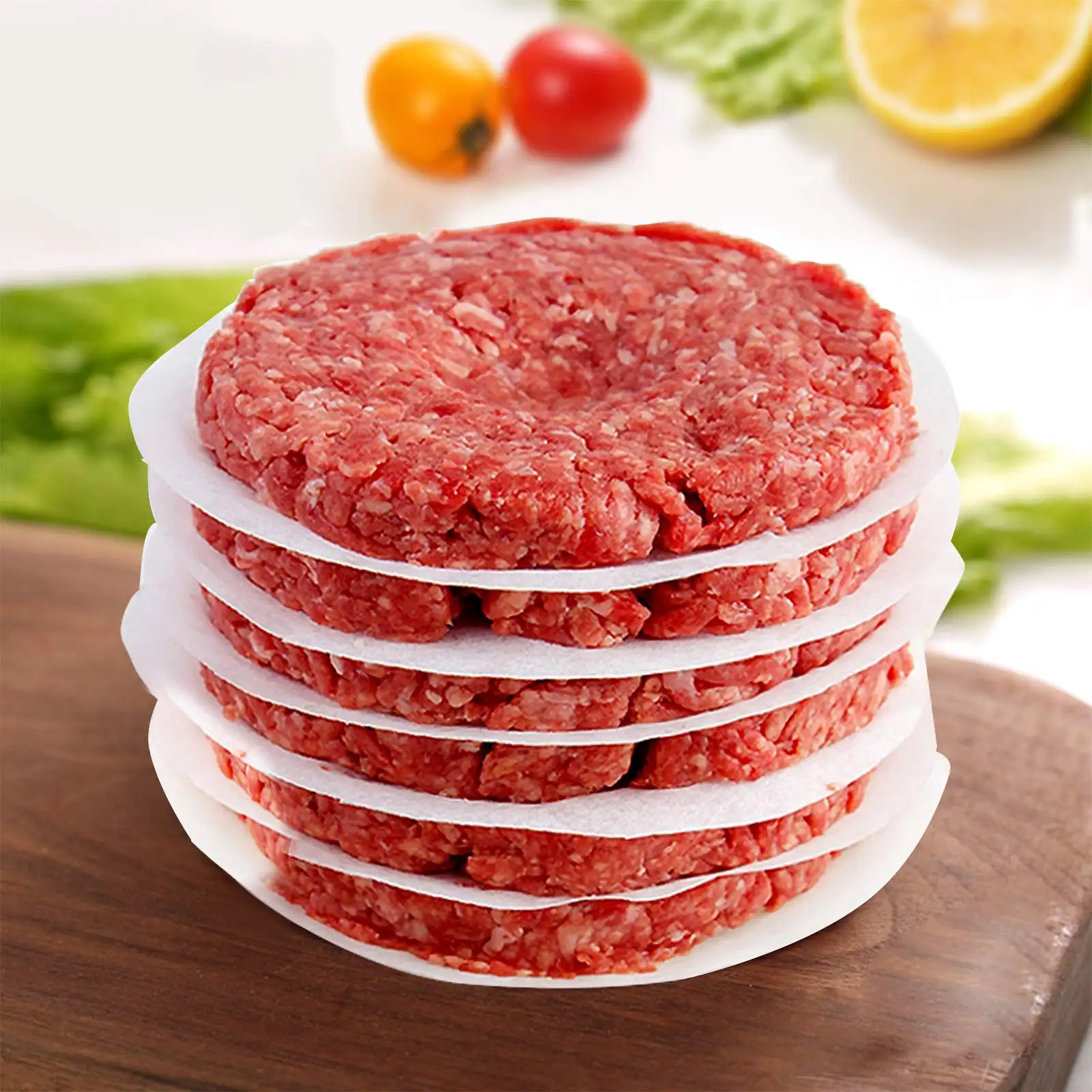 Hamburger Patty Paper Papiers cirés antiadhésifs Papier parchemin rond Feuilles de burger de qualité alimentaire pour la séparation des galettes BBQ Boeuf haché