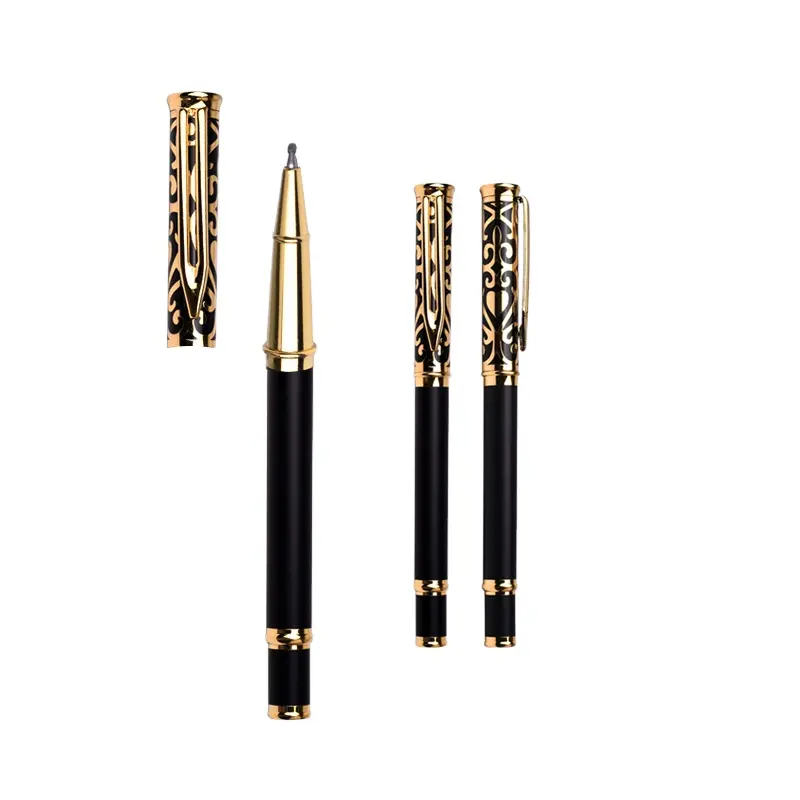 Caneta de metal de luxo, caneta de rolo em alto relevo 3d de aço inoxidável promocional para negócios