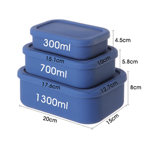 Silicone Food Storage <strong>Containers</strong> Plastic Freezer, Set of 3 <strong>Rectangular</strong> Bento Lunch Box <strong>Containers</strong> <strong>with</strong> <strong>Lids</strong>,(10oz, 23.6oz, 44oz) - Product Image 2
