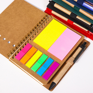 Cuaderno de papel Kraft respetuoso con el medio ambiente promocional con bolígrafo de reciclaje Cuadernos en espiral A6 personalizados con nota adhesiva - Product Image 5