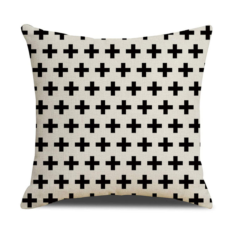Popular Style Classic Geometric Custom Digital Print Pillowcase Linen Cushion Cover