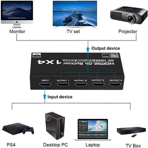 Versión 2,0 4K para divisor HDMI 1 en 4 1x4 para HDMI 2,0 18G 4K 60Hz 4:4:4 Monitor múltiple para divisor HDMI para video