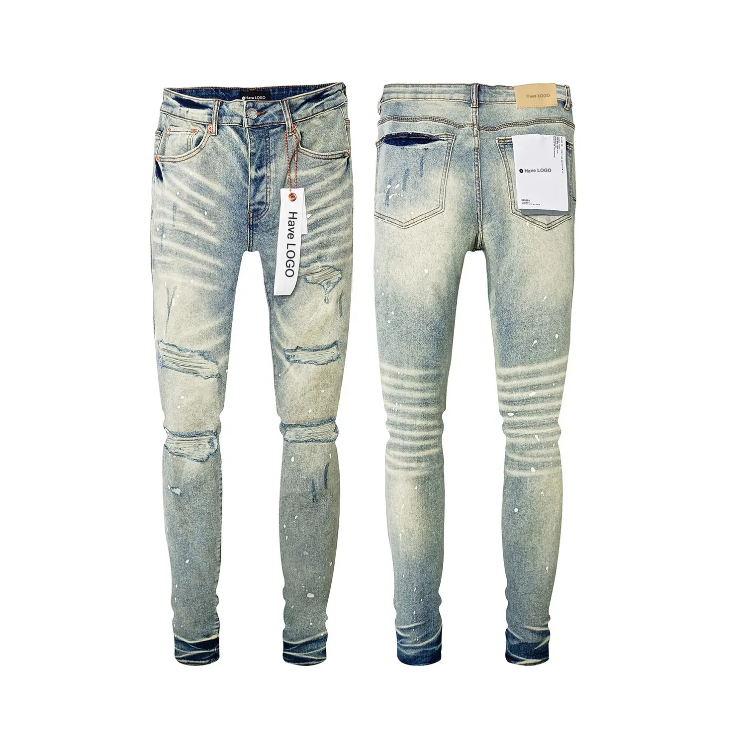 New Jeans In Stocks Light Blue Damaged Holes Tie Dye Designer Brand For Purple Brand Denim Pants Low Price