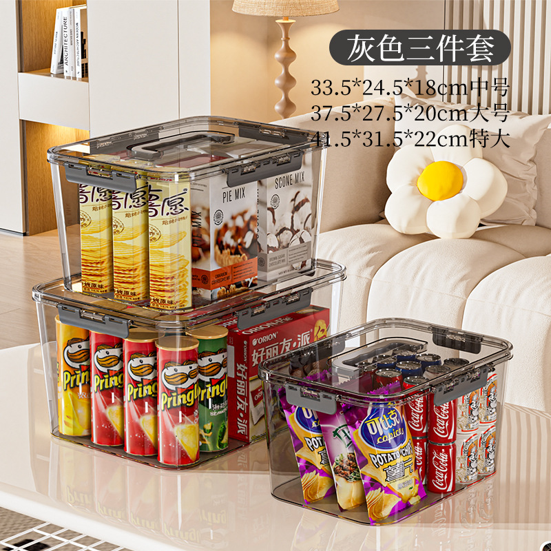Transparent gray three-piece set, medium, large, extra-large
