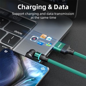 Enkay Hat Prince สายเคเบิลแม่เหล็กหมุนได้1เมตร3A USB เป็น ip/type-c/micro USB สายข้อมูลพร้อมไฟ LED - Product Image 5