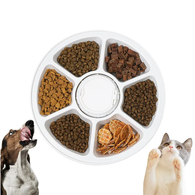 Comedero automático para perros y gatos, dispositivo electrónico inteligente con 6 bandejas de comida separadas, con temporizador