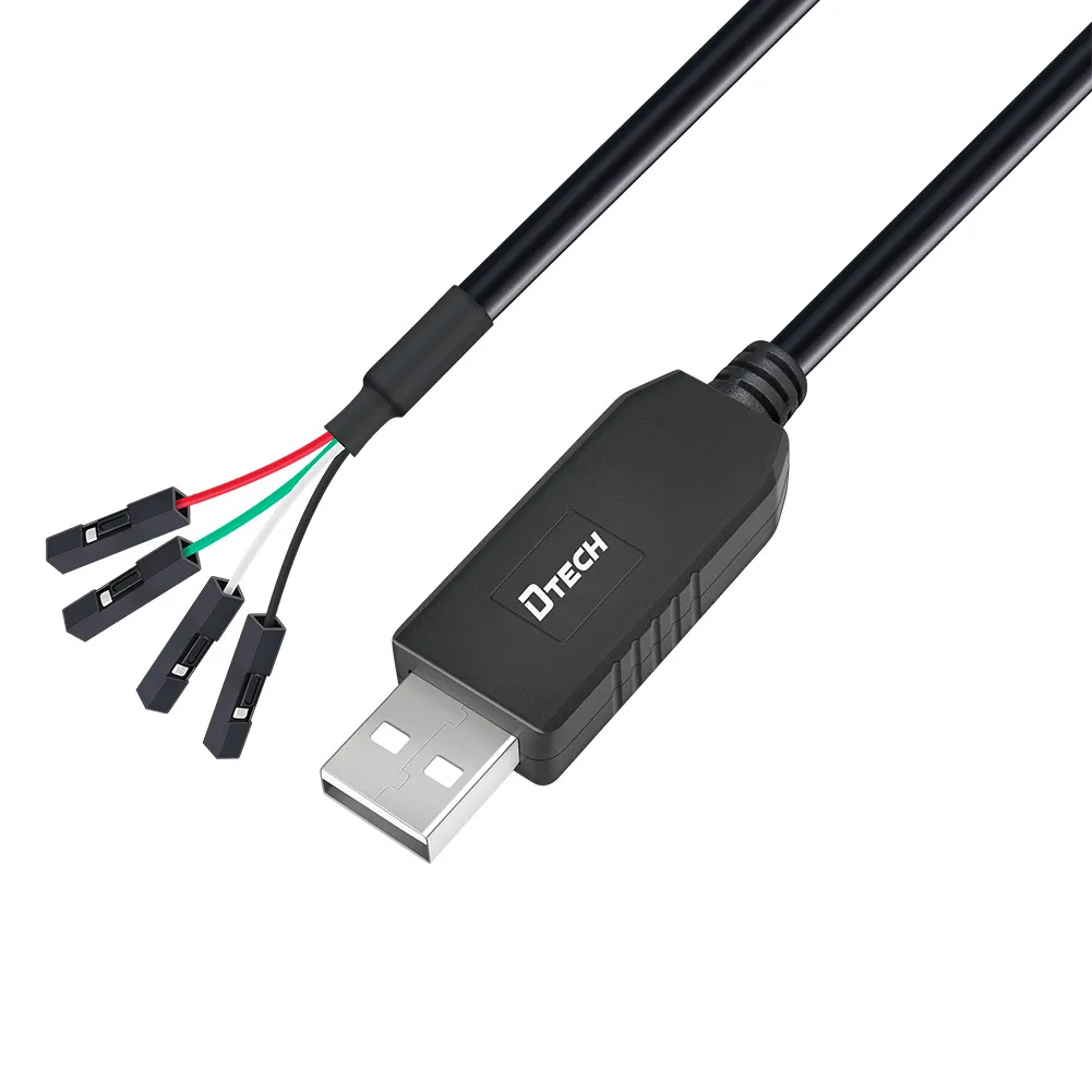 DTECH USB To TTL อะแดปเตอร์แปลงสัญญาณ3.3V,สายดีบัก TX RX สัญญาณ4พินตัวเมียซ็อกเก็ต PL2303ชิปหน้าต่างที่อุดมสมบูรณ์10 8 7 XP Vista